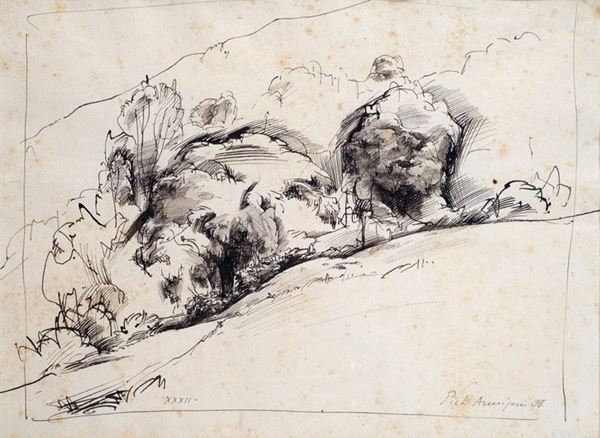 Pietro Annigoni : Valtrompia   (1932)  - Inchiostro su carta - Auction Grafica ed Edizioni, Arte Moderna e Contemporanea - III - Galleria Pananti Casa d'Aste