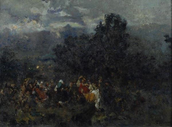 Giuseppe Ferdinando Piana : Ultime luci di danza  (cm. 38,5x53,3)  - Auction AUTORI DEL XIX E XX SEC - II - Galleria Pananti Casa d'Aste