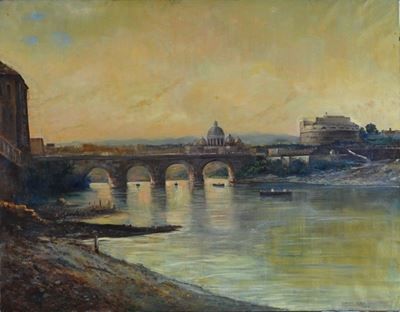 Lungo Tevere con San Pietro e Castel Sant'angelo
