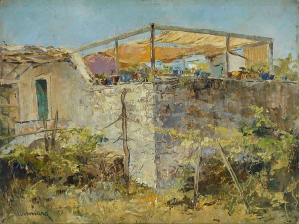 Ambrogio Vismara : Casolare  - Olio su legno - Auction AUTORI DEL XIX E XX SEC - II - Galleria Pananti Casa d'Aste