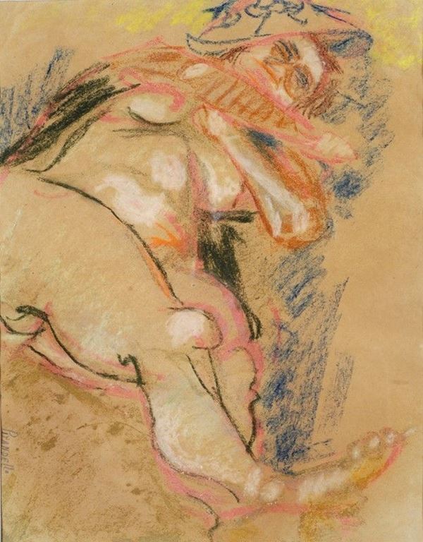 Fausto Pirandello : Donna che riposa al sole  ((1953))  - Pastello su carta - Auction Grafica ed Edizioni, Arte Moderna e Contemporanea - III - Galleria Pananti Casa d'Aste