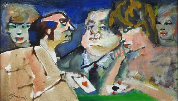 Mino Maccari : L'asso di cuori  - Olio su cartone telato - Auction Grafica ed Edizioni, Arte Moderna e Contemporanea - III - Galleria Pananti Casa d'Aste