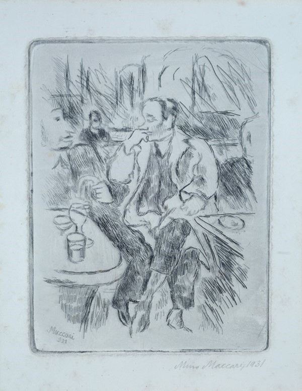 Mino Maccari - Autoritratto al caffè