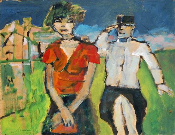 Mino Maccari : Von Stroheim's greeting  (1971)  - Oil on woodblock panel (on the reverse) - Auction Modern and Contemporary art - Galleria Pananti Casa d'Aste