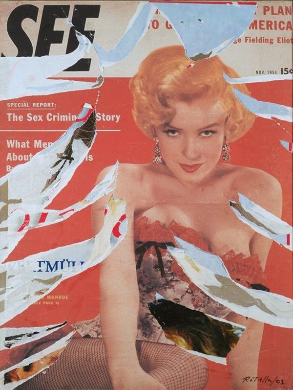 Mimmo Rotella : Marilyn see  (2003)  - Decollage su tela - Asta Grafica ed Edizioni, Arte Moderna e Contemporanea - III - Galleria Pananti Casa d'Aste