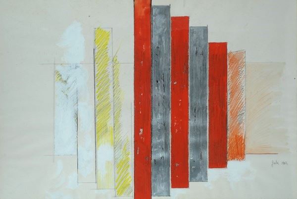 Tano Festa : Senza titolo  (1962)  - Tecnica mista su carta - Auction Grafica ed Edizioni, Arte Moderna e Contemporanea - III - Galleria Pananti Casa d'Aste