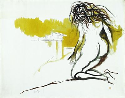 Nudo di Donna Inginocchiato e Rovina di Tempio