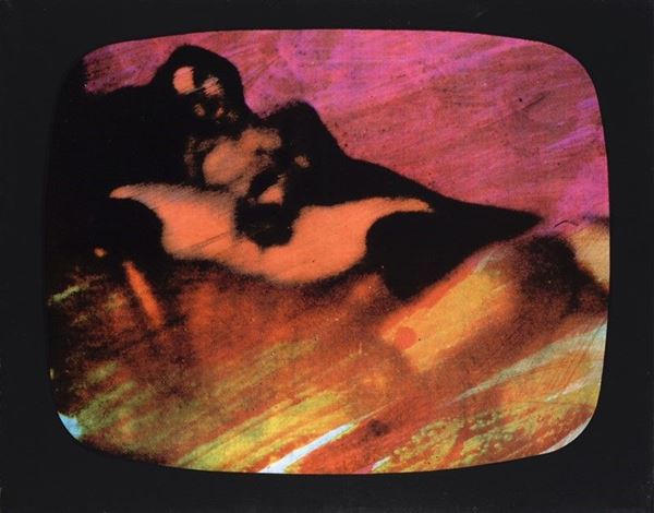 Mario Schifano : Dall'ultimo programma notturno  (1973)  - Serigrafia su tela - Auction Grafica ed Edizioni, Arte Moderna e Contemporanea - III - Galleria Pananti Casa d'Aste