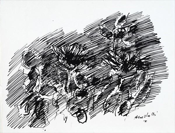 Ennio Morlotti : Calendole  (1983)  - Inchiostro su carta - Auction Grafica ed Edizioni, Arte Moderna e Contemporanea - III - Galleria Pananti Casa d'Aste