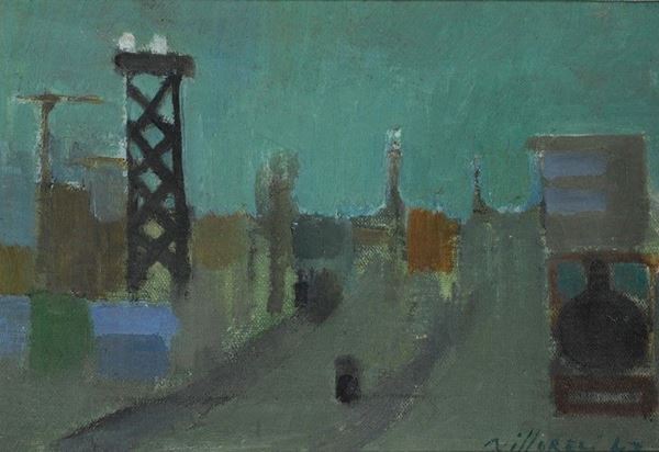 Franco Villoresi : Stazione  (1947)  - Olio su tela - Asta Grafica ed Edizioni, Arte Moderna e Contemporanea - III - Galleria Pananti Casa d'Aste