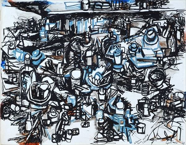 Renato Guttuso - Il tavolo del pittore (natura morta)