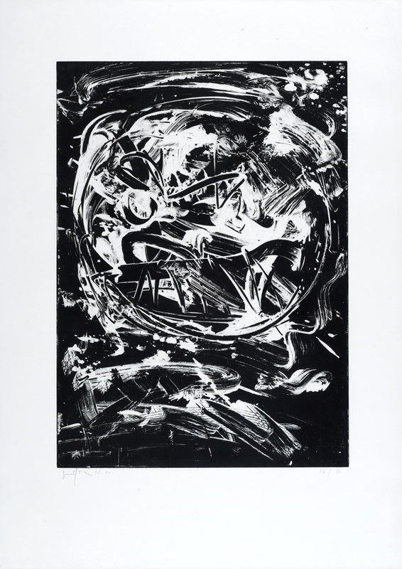 Emilio Vedova : Oltre 87/90-IX  (1990)  - Acquaforte su carta pescia - Auction Grafica ed Edizioni, Arte Moderna e Contemporanea - III - Galleria Pananti Casa d'Aste