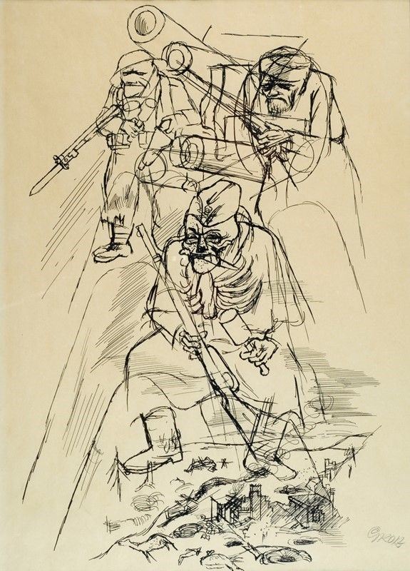 George Grosz : Zu "Drei soldaten" von Berthold Brecht  (1932)  - China su carta - Auction Grafica ed Edizioni, Arte Moderna e Contemporanea - III - Galleria Pananti Casa d'Aste
