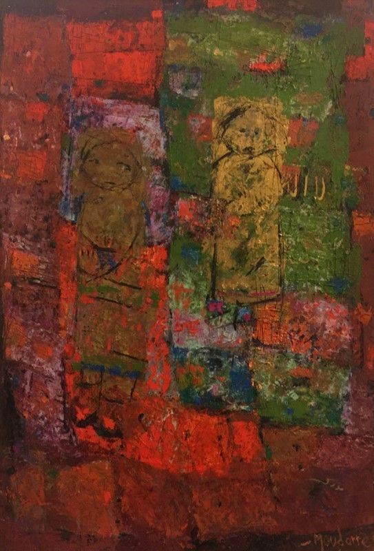 Fateh Moudarres : Senza titolo  (1960)  - Olio su cartoncino - Asta Grafica ed Edizioni, Arte Moderna e Contemporanea - III - Galleria Pananti Casa d'Aste