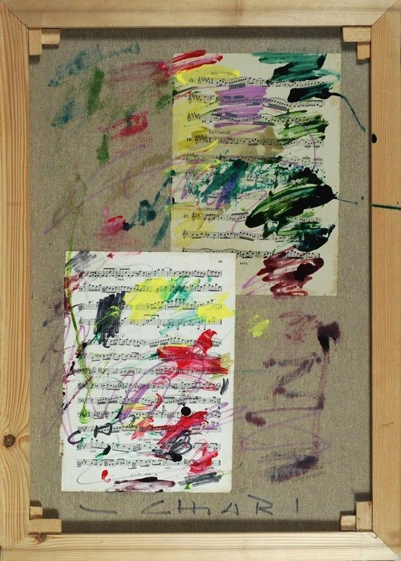 Giuseppe Chiari : Senza titolo  (2004)  - Tecnica mista e collage di spartiti musicali su tela - Auction Grafica ed Edizioni, Arte Moderna e Contemporanea - III - Galleria Pananti Casa d'Aste