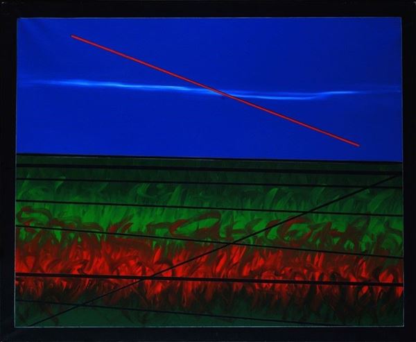 Franco Angeli : Paesaggio  (Metà anni '80)  - Tecnica mista su tela - Asta Grafica ed Edizioni, Arte Moderna e Contemporanea - III - Galleria Pananti Casa d'Aste