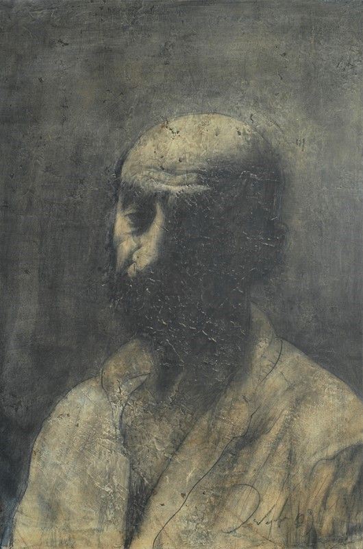 Boris Zaborov : Autoritratto  - Grafite e acrilico su tela  - Asta Grafica ed Edizioni, Arte Moderna e Contemporanea - III - Galleria Pananti Casa d'Aste