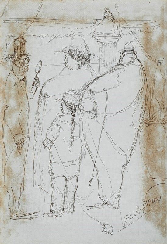 Lorenzo Viani : La famiglia  - China su carta riportata su tela - Auction Grafica ed Edizioni, Arte Moderna e Contemporanea - III - Galleria Pananti Casa d'Aste