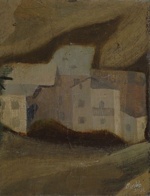 Gastone Breddo : Paese  (1931)  - Olio su tela - Auction Grafica ed Edizioni, Arte Moderna e Contemporanea - III - Galleria Pananti Casa d'Aste