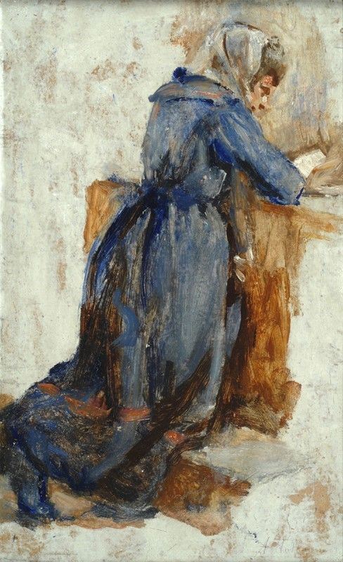 Alfonso Hollaender : Donna in preghiera  - Olio su cartone - Asta AUTORI DEL XIX E XX SEC - II - Galleria Pananti Casa d'Aste