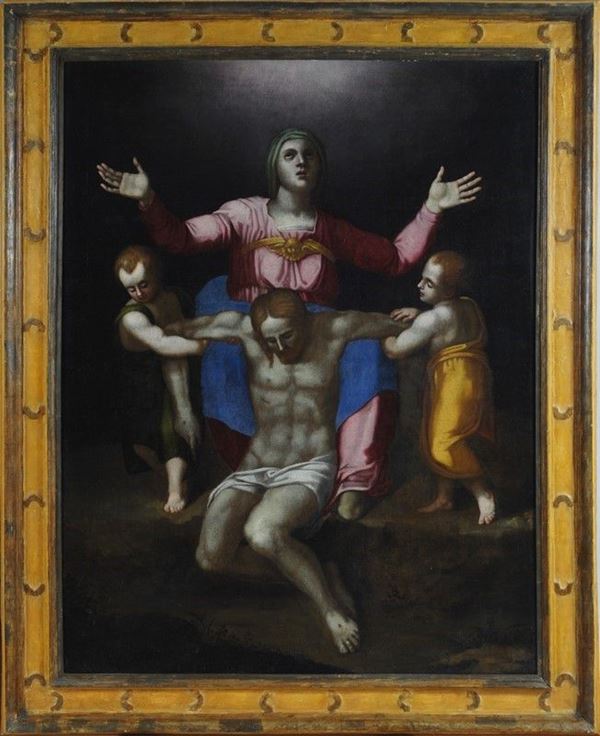 Anonimo, XVII sec. : Pietà Colonna (da Michelangelo)  - Olio su tela - Asta Antiquariato - I - Galleria Pananti Casa d'Aste