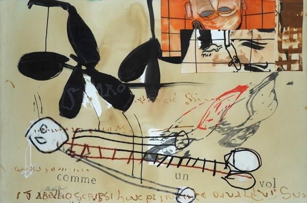 Jean Gaudaire-Thor : Dicitur, eundum est  (2003)  - Tecnica mista e collage su carta - Asta Grafica ed Edizioni, Arte Moderna e Contemporanea - III - Galleria Pananti Casa d'Aste