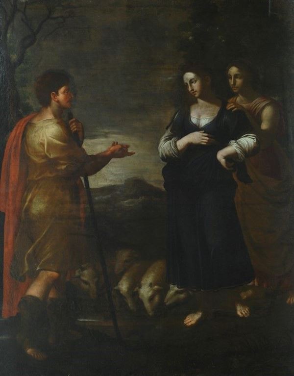 Scuola Italia Meridionale, XVI - XVII sec. : Annuncio ai pastori  - Olio su tela - Auction Antiquariato - I - Galleria Pananti Casa d'Aste