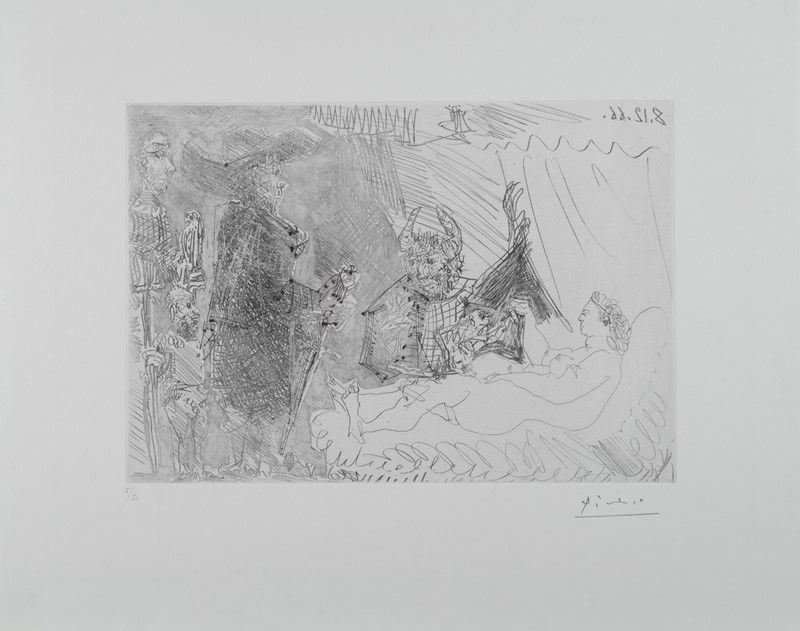 Pablo Picasso - Le Cocu Avec Une Femme Nue Et Des Voyageurs