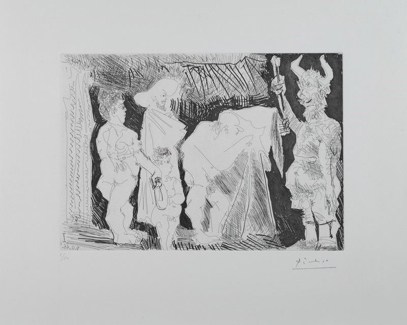 Pablo Picasso - Le Cocu Posant Pour Une Photographie Devant Des Spectateurs