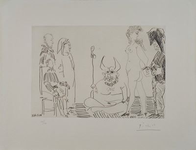 Le Cocu Assistant a la Comparution, Devant L’inquisition, D’une Femme Nue Enchainee Par un Bourre...