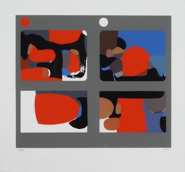 Alberto Burri : Lettere tavola D  (1969)  - Serigrafia a colori su carta Fabriano - Asta Grafica ed Edizioni, Arte Moderna e Contemporanea - III - Galleria Pananti Casa d'Aste