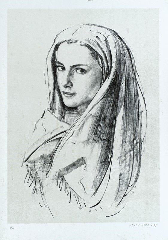 Silvestro Pistolesi : Volto di donna  - Litografia - Asta GRAFICA ED EDIZIONI - Galleria Pananti Casa d'Aste