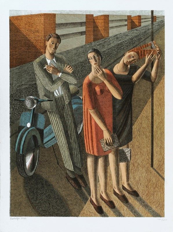 Rodolfo Meli : L'attesa  - Litografia - Asta GRAFICA ED EDIZIONI - Galleria Pananti Casa d'Aste