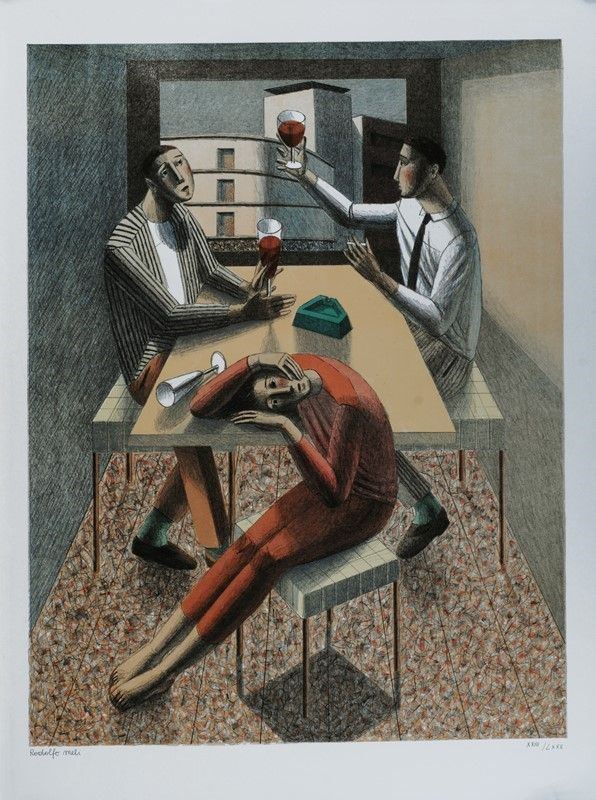 Rodolfo Meli : Gli ubriachi  - Litografia - Asta GRAFICA ED EDIZIONI - Galleria Pananti Casa d'Aste