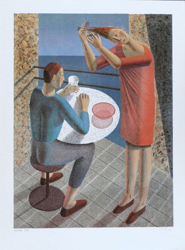 Rodolfo Meli : La colazione  - Litografia - Asta GRAFICA ED EDIZIONI - Galleria Pananti Casa d'Aste