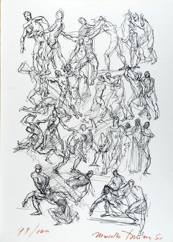 Marcello Tommasi : Studio di figure  - Litografia - Asta GRAFICA ED EDIZIONI - Galleria Pananti Casa d'Aste