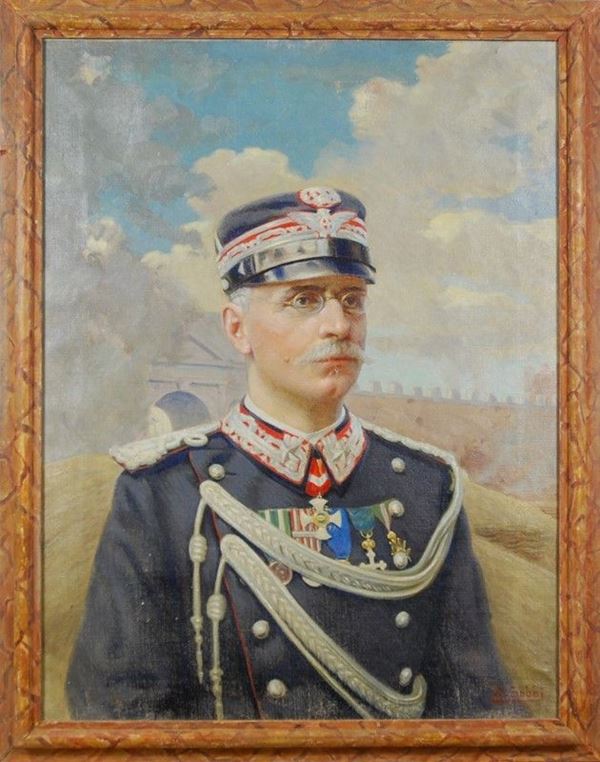 Dipinto ad olio su tela  (Italia, 1870 ca.)  - Asta ARMI ANTICHE, MILITARIA, LIBRI - Galleria Pananti Casa d'Aste