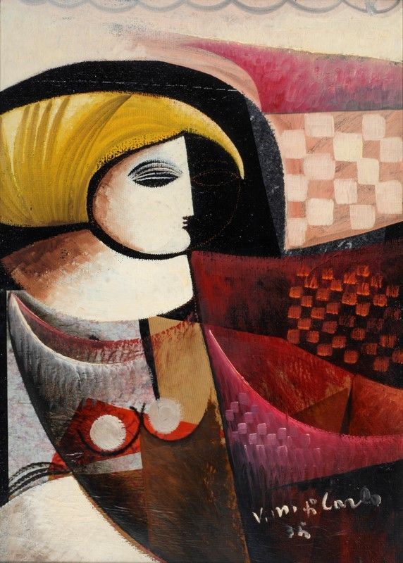 Vittorio Maria Di Carlo : Figura  (1975)  - Olio e collage su tela - Asta Arte Moderna e Contemporanea - Galleria Pananti Casa d'Aste