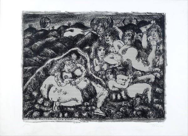 Tono Zancanaro : Taide la pù e zozzo   (1966)  - Litografia - Asta GRAFICA ED EDIZIONI - Galleria Pananti Casa d'Aste