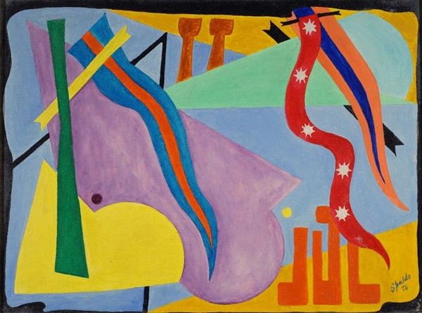 Anonimo, XX sec. : Senza titolo  (1974)  - Olio su tela - Asta Arte Moderna e Contemporanea - Galleria Pananti Casa d'Aste