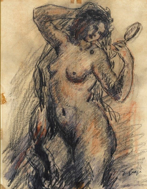 Anonimo, XX Sec. - Nudo di Donna con Specchio