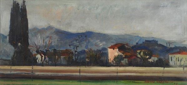 Alfiero Cappellini : Paesaggio d'autunno  (1945)  - Olio su tela - Asta AUTORI DEL XX SEC - Galleria Pananti Casa d'Aste
