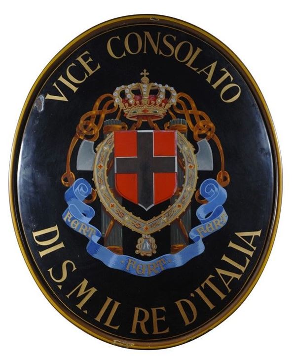 Stemma in lamiera smaltata  - Auction ARMI ANTICHE, MILITARIA, LIBRI - Galleria Pananti Casa d'Aste