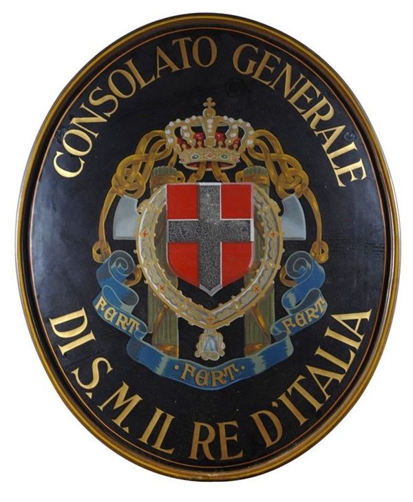 Stemma in lamiera smaltata  - Asta ARMI ANTICHE, MILITARIA, LIBRI - Galleria Pananti Casa d'Aste