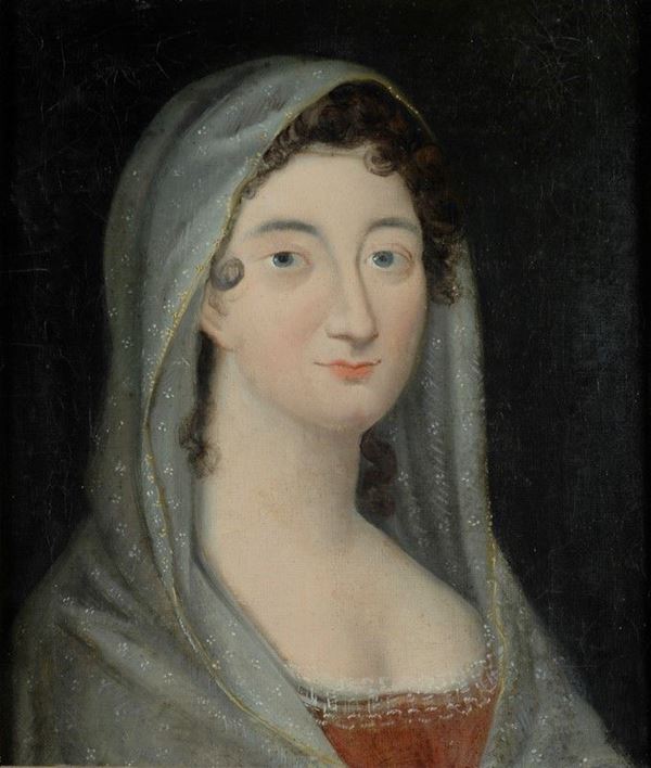 Anonimo, inizi XIX sec. : Ritratto di donna con velo  - Auction ANTIQUARIATO - Galleria Pananti Casa d'Aste