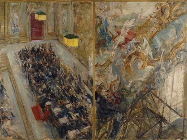 Giuseppe Cassioli : Interno di chiesa  - Olio su tavola - Asta AUTORI DEL XIX E XX SEC - II - Galleria Pananti Casa d'Aste