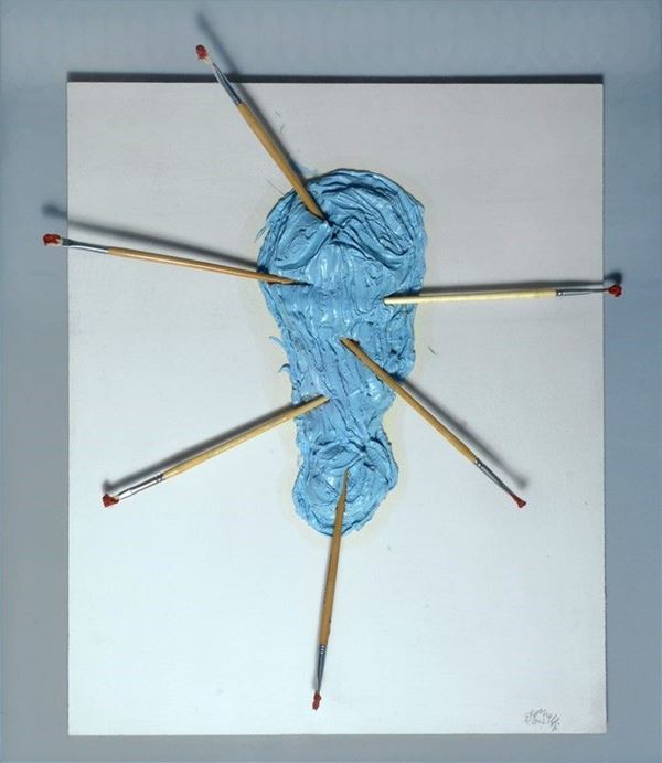Renato Ranaldi : San Sebastiano 1  (2002)  - Olio e oggetti su compensato - Auction Arte Moderna e Contemporanea - III - Galleria Pananti Casa d'Aste