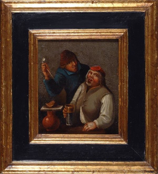 Scuola Olandese, XIX sec. : Figure  - Olio su tavola - Asta Orologi, Antiquariato - I - Galleria Pananti Casa d'Aste