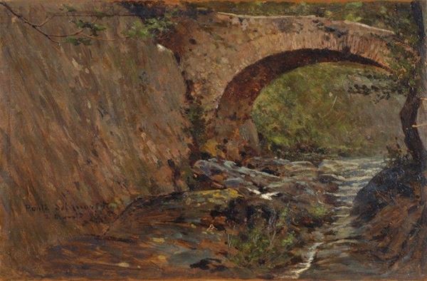 Anonimo, XIX sec. : Ponte  - Olio su tavoletta - Auction AUTORI DEL XIX E XX SEC - II - Galleria Pananti Casa d'Aste