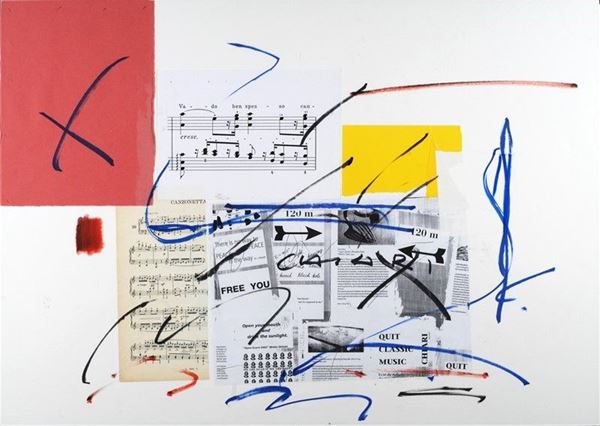 Giuseppe Chiari : Free you  (2002)  - Tecnica mista e collage su carta - Asta Grafica ed Edizioni, Arte Moderna e Contemporanea - III - Galleria Pananti Casa d'Aste